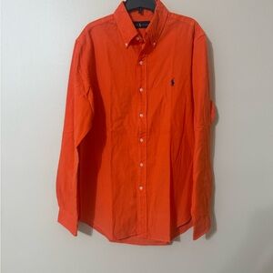 Ralph Lauren Shirt Men Orange Size M Classic Fit Long Sleeve Button Down, pretty